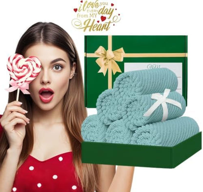 VOOVA & MOVAS Wash Cloths 6PC, 100% Cotton, 13x13 in, Aqua Teal