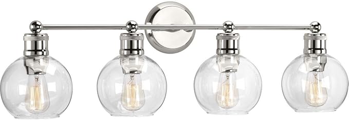 Progress Lighting P300052-104 Hansford Bath & Vanity, 4 Light, Polished Nickel