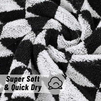 Jacquotha Black Hand Towels for Bathroom & Kitchen (Geometric Triangle)