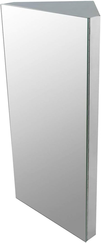 Renovators Supply Infinity Corner Medicine Cabinet with Mirror - Triple Shelf Storage Cabinet - Modern Wall Mount Medicine Cabinet - 23.6 in., Left Open, Polished Stainless Steel, Pack of 1