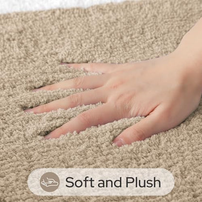 HOMEIDEAS Beige Bathroom Rugs Sets 2 Piece 20" x 32" + 16" x 24"