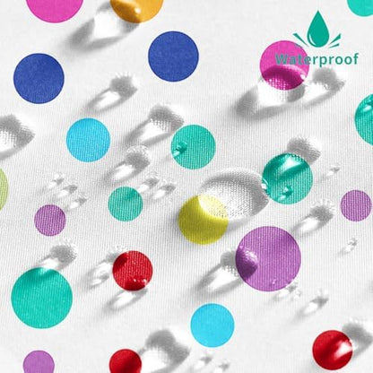 Colorful Polka Dots Shower Curtain, Kids Fun Bright Rainbow Waterproof Fabric Shower Curtain for Bathroom with Modern Abstract Geometric Bath Curtain Decor with Hooks, Machine Washable, 65''Wx72''L