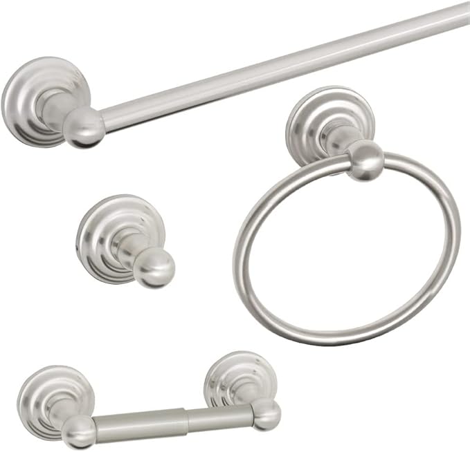 Design House 188631 Calisto 4-Piece Bathroom Accessory Kit, Satin Nickel