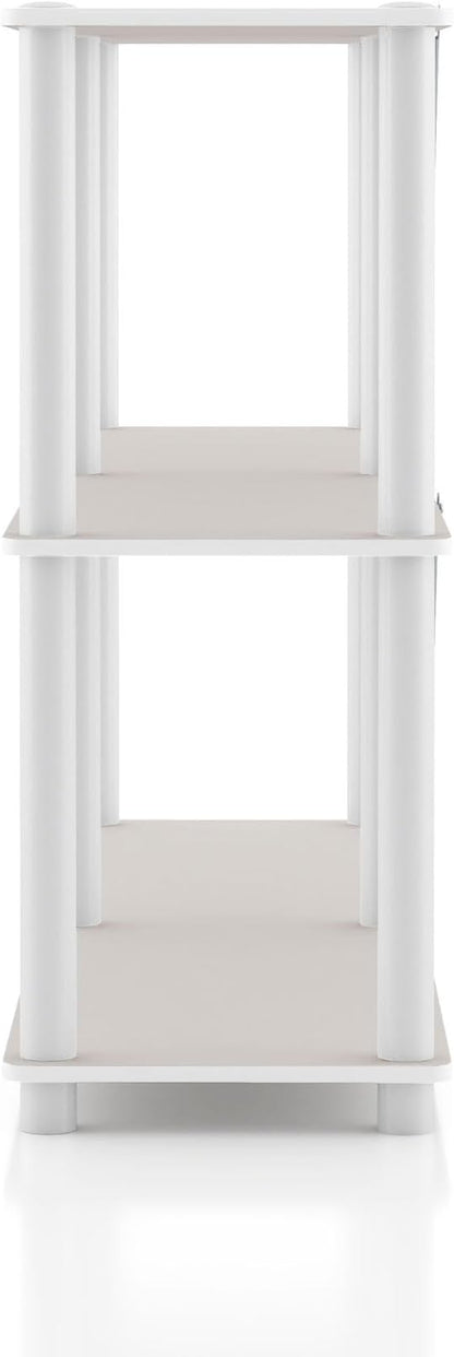 Homes: Inside + Out Apexa Modern 3-Tier Extra Wide Shelving Units, Collectibles Display Shelves, Easy Assembly Console Table, Home Storage Organizer for Living Room, Bedroom, Office, Taupe Grey