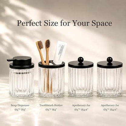 Amolliar Bathroom Accessories Set, Clear Glass Complete 4PCS Bathroom Sets