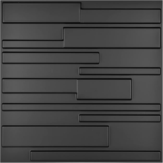 Art3d Decorative 3D Wall Panels 12 Pack 19.7" x 19.7" Creative Wall Panel for Indoor Decoration, Carbon Black
