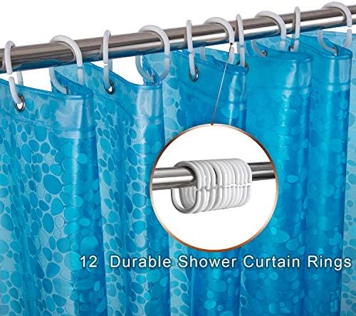Bostofy Waterproof Shower Curtain Liner 8G EVA Thick Shower Curtain with Heavy Duty 3 Bottom Magnets, Shower Liner for Shower Stall, Bathtubs, 3D Pebble Pattern, 72 x 72,12 Hooks