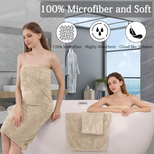 Luxury Bath Towels Set - 12 Piece (4 Large Bath Towels,4 Hand Towels,4 Washcloths), 100% Microfiber,Extra Absorbent Super Soft & Quick Dry,Complete Family Pack for Bathroom Gym Pool,Camel