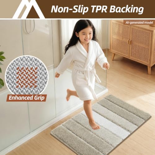 COSY HOMEER Bathroom Rugs 59x20,Ultra Soft Absorbent Bath Mat,Beige