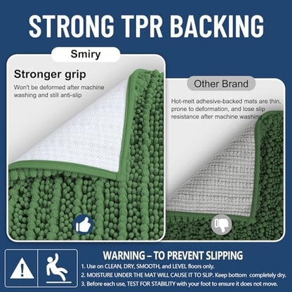 Smiry Bathroom Rugs 24X16, Extra Soft Rubber Backing Chenille Bath Mats