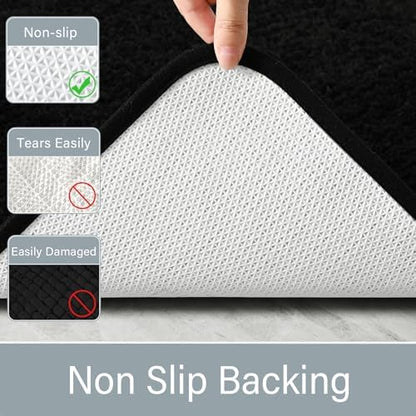 LOCHAS Bathroom Rug Runner 24x84 Inch, Bath Rugs Non Slip, Black