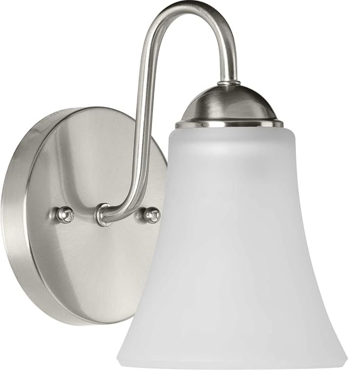 Progress Lighting Classic Collection 1-Light Etched Glass Traditional Bath Vanity Light Brushed Nickel