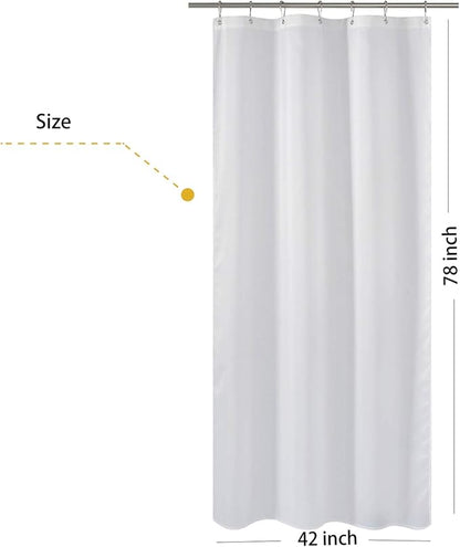 N&Y HOME Fabric Shower Curtain Liner Long Stall Size 42 Width x 78 Length inches, Hotel Quality, Washable, White, 42x78