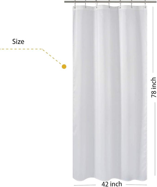 N&Y HOME Fabric Shower Curtain Liner Long Stall Size 42 Width x 78 Length inches, Hotel Quality, Washable, White, 42x78