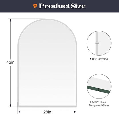 Frameless Bathroom Mirror, 28" x 42" Arched Vanity Mirror for wall Beveled, Arch Wall Mounted Mirror for Bedroom, Entryways, Over Sink