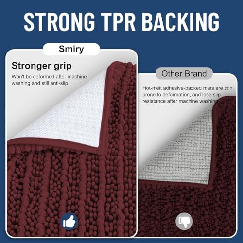 Smiry Bathroom Rugs 24X16, Extra Soft Rubber Backing Chenille Bath Mats