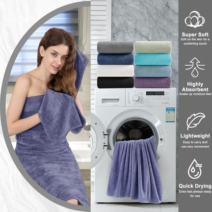 4 Piece Extra Large Bath Towel 35"x70" Oversized Bath Sheet Bath Towel Set for Bathroom Ultra Soft Cozy Highly Absorbent Quick Dry Bathroom Towel for Spa Gym Hotel,Shower Towel for Daily Use,Wedgewood