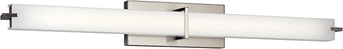 Kichler LED Linear Bath Light, Brushed Nickel | Integrated LED vanity light with white acrylic diffuser (37.5" x 4.75" x 4.5"), 11147NILED