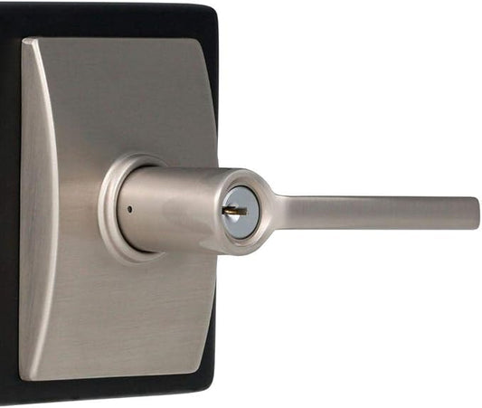 Schlage F51A LAT 619 CEN Latitude Door Lever with Century Trim, Keyed Entry Lock, Satin Nickel