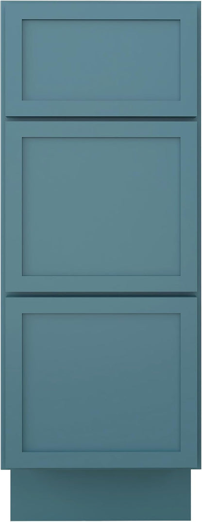 HomeBeyond 12 Inches Bathroom Vanity Base Cabinet Without Sink, Sturdy Floor Mounted Cabinet with Door & Soft Closing Drawers, 3 Drawers, Green