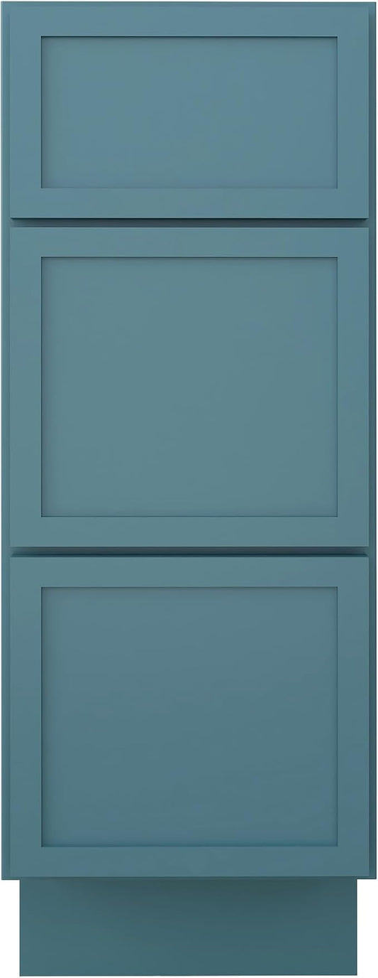 HomeBeyond 12 Inches Bathroom Vanity Base Cabinet Without Sink, Sturdy Floor Mounted Cabinet with Door & Soft Closing Drawers, 3 Drawers, Green