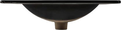 JONATHAN Y SNK1001D Ancillary 3-Hole 24 in. W x 18.25 in. D Classic Contemporary Rectangular Ceramic Single Sink Basin Vanity Top, Black Marble Effect
