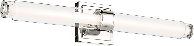 Kichler Laurene LED Bath Bar Light, Polished Nickel | Linear vanity light with clear glass for mirrors and vanities (26.5" x 5"), 55238PNLED