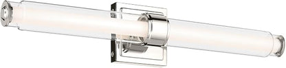 Kichler Laurene LED Bath Bar Light, Polished Nickel | Linear vanity light with clear glass for mirrors and vanities (26.5" x 5"), 55238PNLED