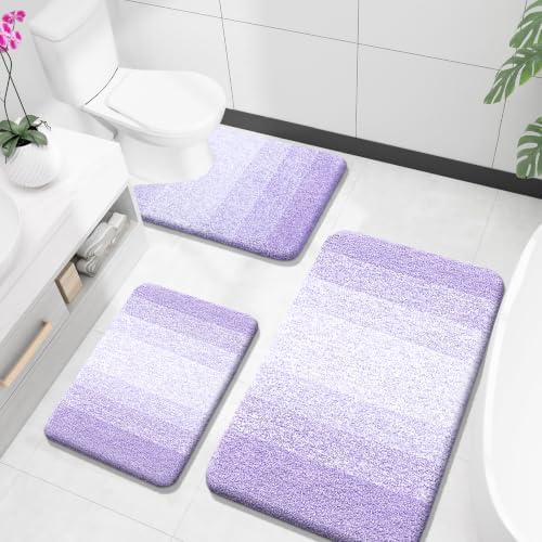 OLANLY Microfiber Bathroom Rugs Sets 3 Piece, 36"x24"+24"x16"+24"x20"