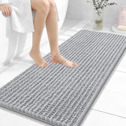 OLANLY Bathroom Runner Rugs 47x20, Thick Soft Absorbent Chenille Bath Rugs