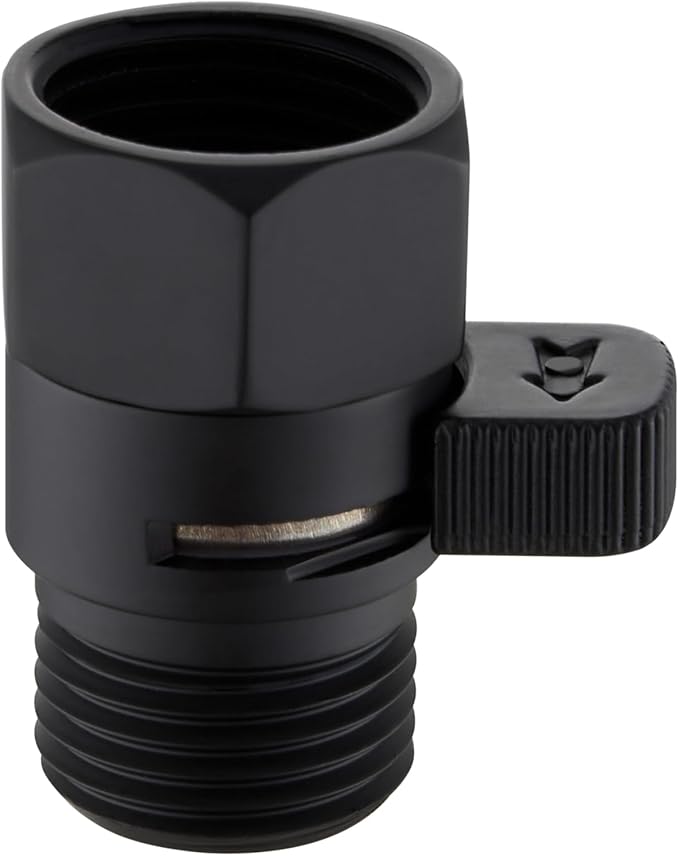 APLusee Water Flow Control Valve, Solid Brass Adjusting Shower Head Flow Restrictor with Switch, Matte Black