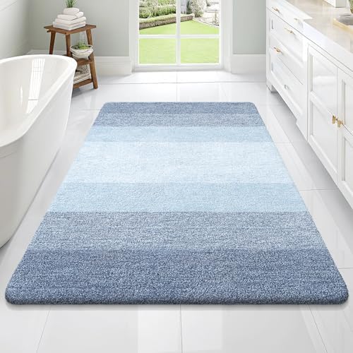 OLANLY Large Bathroom Rugs Mat 70x46, Extra Soft Absorbent Microfiber Bath Rugs, Rubber Backing, Quick Dry, Machine Washable Bath Mats for Bathroom Floor, Tub and Shower, Home Decor Accessories, Blue