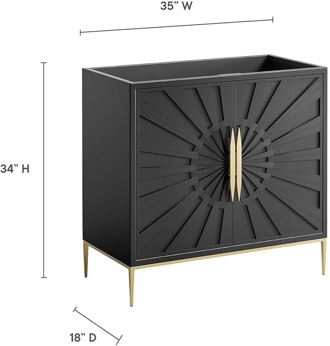 Modway Awaken Bathroom Vanity Cabinet, 36", Black