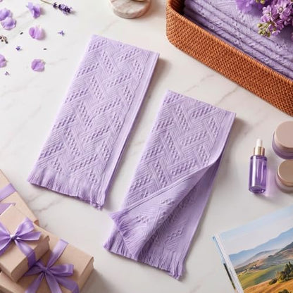 HunnmingRe 4 Pack Boho Hand Towel for Kitchen, Light Purple