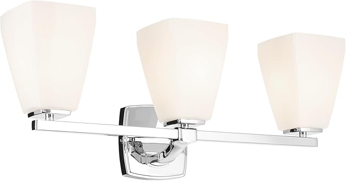 Kichler Marant 21.25" 3-Light Vanity Light with Opal Glass in Chrome, for Bathroom, Powder Room, Over Mirror, (21.25" W x 9.5" H), 55216CH