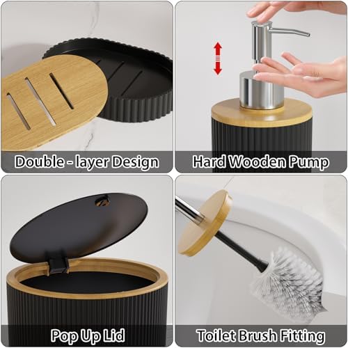 Bathroom Accessories Set Complete, Black Shower Curtain Set, 25PCS