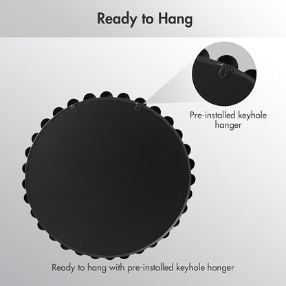 Madison Park 27 inch Black Round Mirror, Round Mirrors for Wall Decor, Metal Frame Circle Mirror for Bathroom, Living Room, Round Wall Metal Art Mirror