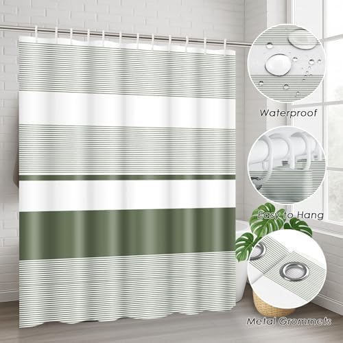 Bathroom Sets with Shower Curtain and Rugs, 4 Pcs, Sage Green
