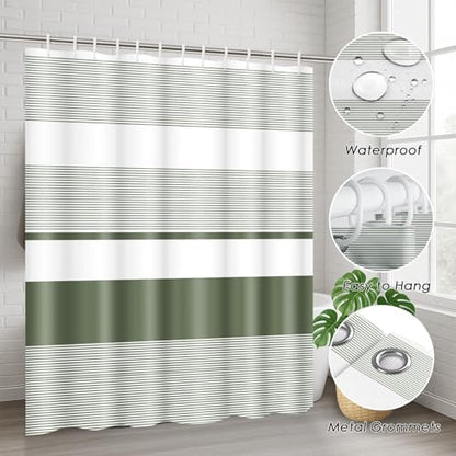 Bathroom Sets with Shower Curtain and Rugs, 4 Pcs, Sage Green