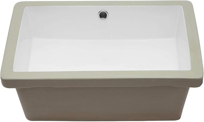 Sarlai Bathroom Sink Undermount Rectangular - 20"x14" Pure White Rectrangle Undermount Sink Porcelain Ceramic Lavatory Vanity Bathroom Sink