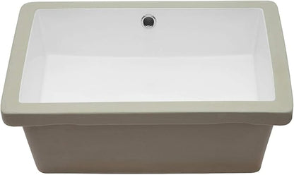 Sarlai Bathroom Sink Undermount Rectangular - 20"x14" Pure White Rectrangle Undermount Sink Porcelain Ceramic Lavatory Vanity Bathroom Sink