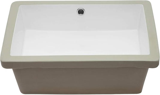 Sarlai Bathroom Sink Undermount Rectangular - 20"x14" Pure White Rectrangle Undermount Sink Porcelain Ceramic Lavatory Vanity Bathroom Sink