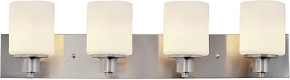 Design House 578849 Dane Traditional 4-Light Indoor Bathroom Vanity Light Dimmable Frosted Glass for Over The Mirror, Satin Nickel