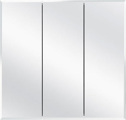 Design House Cyprus 30-in. Wide Medicine Cabinet, 3 Frameless Mirrored Doors, 2 Adjustable Shelves, Pre-Assembled, Surface or Recess Mounted, White, 30.0 in. W x 4.4 in. D x 30.0 in. H, 59749 | Adjustable Shelves, Wall Mount, Contemporary/Modern, Wood,...