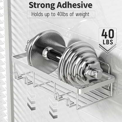 Liuoud 5 Pack Shower Caddy for Inside Shower, Silver Bathroom Storage Decor