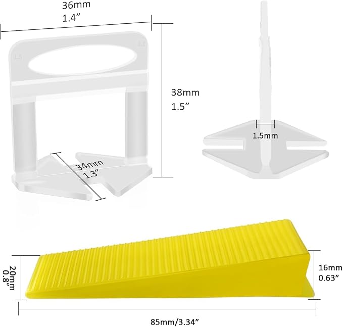 DGSL Tile Leveling System with Plier,3400 Tile Spacers 1/16" and 200 Wedges | Tile Leveling Clips with Tile Plier, Anti Lippage Tile Leveler Spacers for Professional Ceramic Tile and Stone Installation
