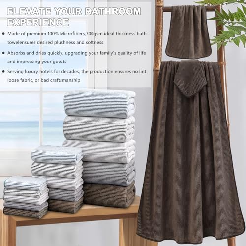 4 Piece Bath Towel Set 35"x70"Oversized Bath Towel for Bathroom Ultra Soft Fluffy Extra Large Bath Sheet Luxury Premium Bathroom Towel Highly Absorbent Quick Dry Shower Towel for Hotel Spa,Brown