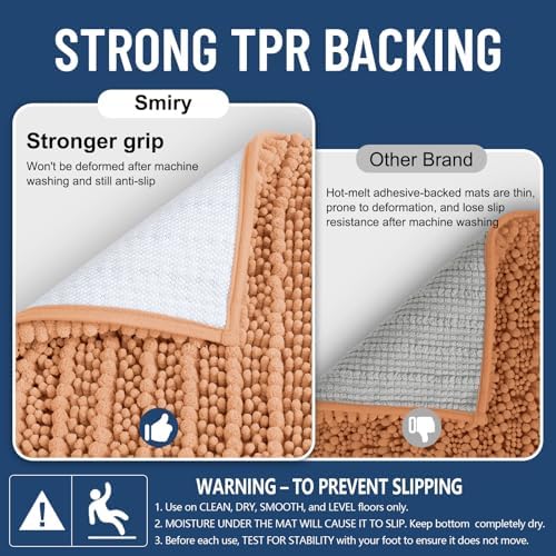 Smiry Bathroom Rugs 36X24, Extra Soft Rubber Backing Chenille Bath Mats
