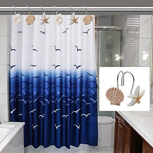 Seashell Shower Curtain Hooks,12PCS Anti Rust Decorative Hooks