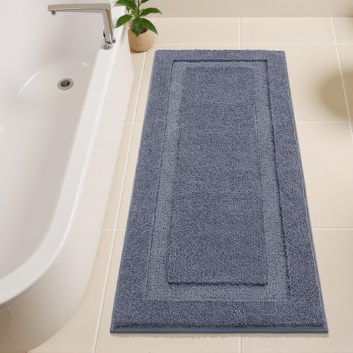SHACOS Soft Microfiber Bathroom Rugs Set of 2 Pieces, Dark Grey